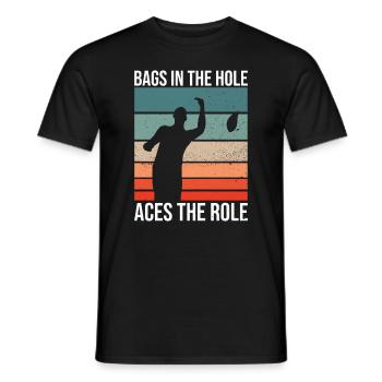 Cornhole Player Blind Hole - Funny Cornhole - Men's T-Shirt - black - Front - AI Model Male 178 light (178cm)