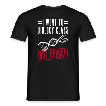 J’étais en classe de biologie, pas à l’église - T-shirt homme - noir - Devant - AI Model Male 178 light (178cm)