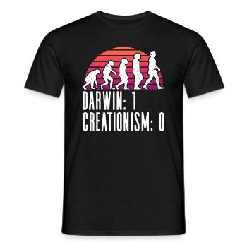 Darwin: 1 - Kreationismus: 0 - Atheist - Atheismus - Männer T-Shirt - Schwarz - Vorne - AI Model Male 178 light (178cm)