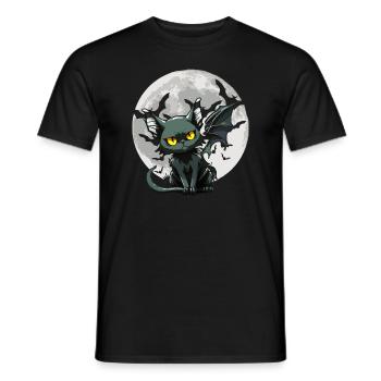 Black Cat Bat - Goth Gothic - Men's T-Shirt - black - Front - AI Model Male 178 light (178cm)