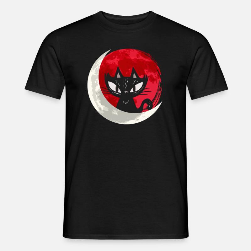 Schwarze Katze mit Mondsichel - Gothic Gothic - Männer T-Shirt - Schwarz
