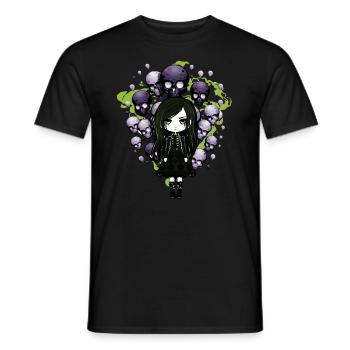 Goth Girl holds skull balloons - Gothic - Men's T-Shirt - black - Front - AI Model Male 178 light (178cm)