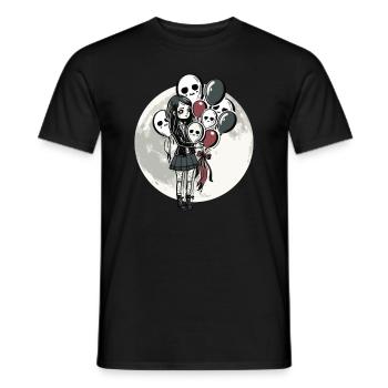 Goth Girl holds skull balloons - Gothic - Men's T-Shirt - black - Front - AI Model Male 178 light (178cm)