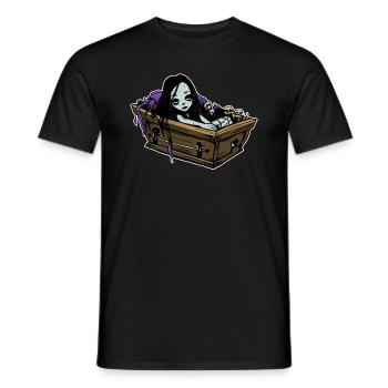 Romantischer Goth in Sarg - Gothic Emo Grufti - Männer T-Shirt - Schwarz - Vorne - AI Model Male 178 light (178cm)