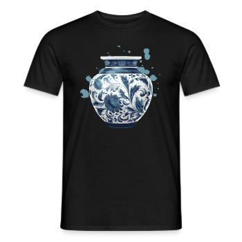 Klassische Töpferei Vasen Blau und Weiß - Töpferei - Männer T-Shirt - Schwarz - Vorne - AI Model Male 178 light (178cm)