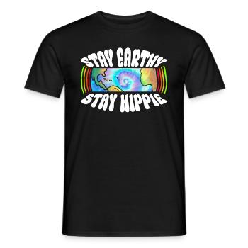 Stay Earthy Stay Hippie - Hippie Costume Tie Dye - Men's T-Shirt - black - Front - AI Model Male 178 light (178cm)