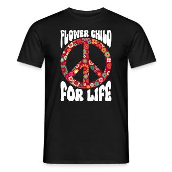 Flower Child for Life - Hippie Costume - Men's T-Shirt - black - Front - AI Model Male 178 light (178cm)