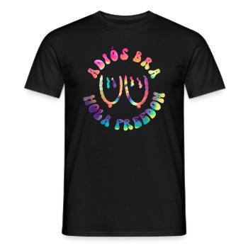 Adiós BH - Hola Freedom - Hippie Kostüm Tie Dye - Männer T-Shirt - Schwarz - Vorne - AI Model Male 178 light (178cm)