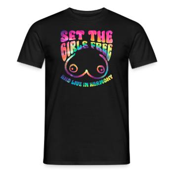 Hippie Costume Tie Dye No Bra - Men's T-Shirt - black - Front - AI Model Male 178 light (178cm)