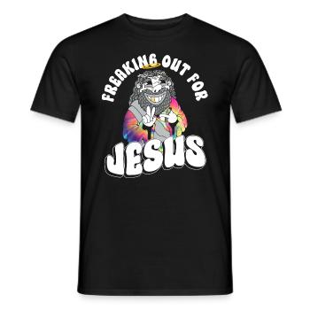 Freaking Out For Jesus - Hippie Costume Tie Dye - Men's T-Shirt - black - Front - AI Model Male 178 light (178cm)
