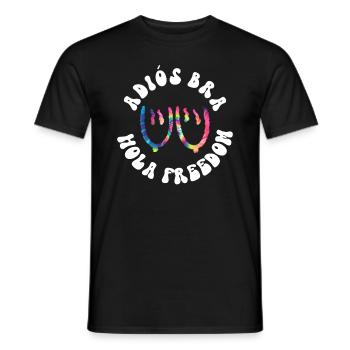 Adiós BH - Hola Freedom - Hippie Kostüm Tie Dye - Männer T-Shirt - Schwarz - Vorne - AI Model Male 178 light (178cm)