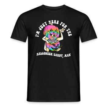 Nur wegen Süßigkeiten hier, Man - Hippie Halloween - Männer T-Shirt - Schwarz - Vorne - AI Model Male 178 light (178cm)