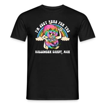 Nur wegen Süßigkeiten hier, Man - Hippie Halloween - Männer T-Shirt - Schwarz - Vorne - AI Model Male 178 light (178cm)