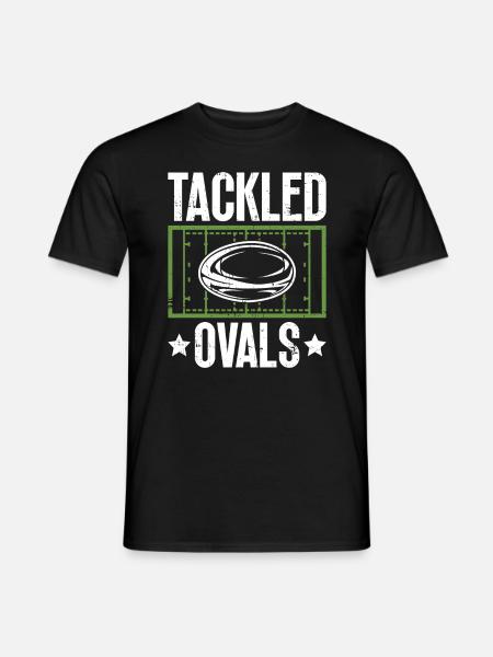 Tackled Ovals - Funny Rugby - Men's T-Shirt - black