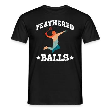 Gefiederte Bälle - Lustiges Badminton - Männer T-Shirt - Schwarz - Vorne - AI Model Male 178 light (178cm)