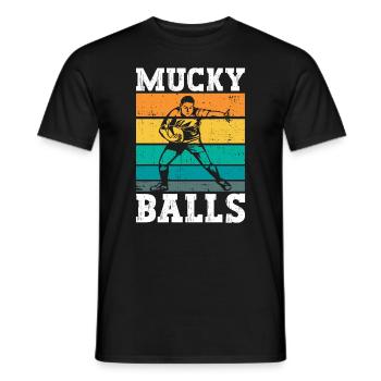 Mucky Balls - Drôle de rugby - T-shirt homme - noir - Devant - AI Model Male 178 light (178cm)