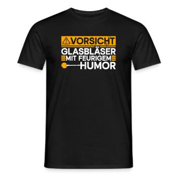 Vorsicht - Glasbläser Mit Feurigem Humor - Männer T-Shirt - Schwarz - Vorne - AI Model Male 178 light (178cm)