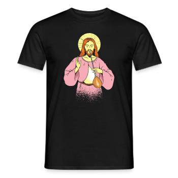 Jesus als Glasbläser - Glasblasen Weihnachten - Männer T-Shirt - Schwarz - Vorne - AI Model Male 178 light (178cm)