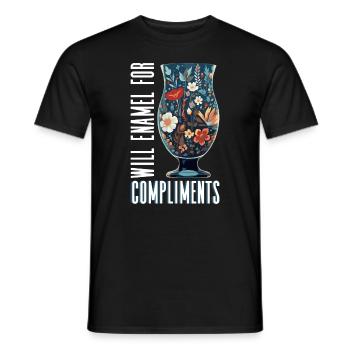 Will Emaille für Komplimente - Emailliertes Glas - Männer T-Shirt - Schwarz - Vorne - AI Model Male 178 light (178cm)