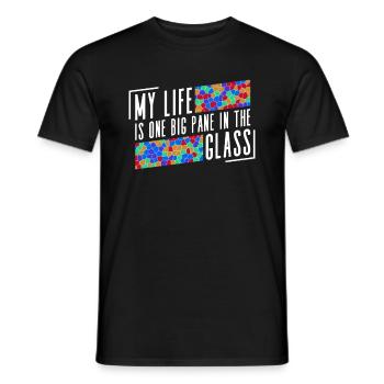 Mein Leben ist eine große Scheibe im Glas - - Männer T-Shirt - Schwarz - Vorne - AI Model Male 178 light (178cm)