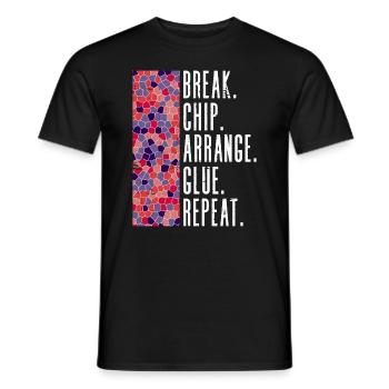 Pause. Chip. Arrange. Glue. Try again. -Chip - Men's T-Shirt - black - Front - AI Model Male 178 light (178cm)