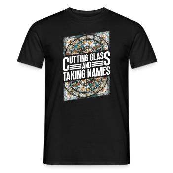 Couper le verre et prendre des noms - vitrail - T-shirt homme - noir - Devant - AI Model Male 178 light (178cm)