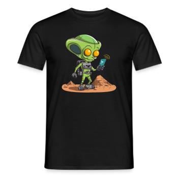 Alien als Geocacher - Geocaching Geocacher - Männer T-Shirt - Schwarz - Vorne - AI Model Male 178 light (178cm)