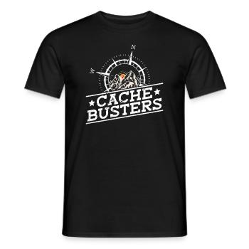 Cache Busters - Geocaching Geocacher - Männer T-Shirt - Schwarz - Vorne - AI Model Male 178 light (178cm)