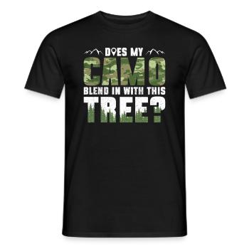 Mon camouflage convient-il à cet arbre? - Géocaching - T-shirt homme - noir - Devant - AI Model Male 178 light (178cm)
