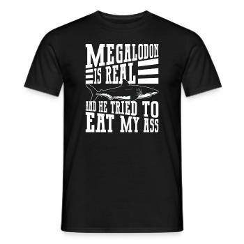 Megalodon is real - Megalodon Shark Funny Saying - Men's T-Shirt - black - Front - AI Model Male 178 light (178cm)
