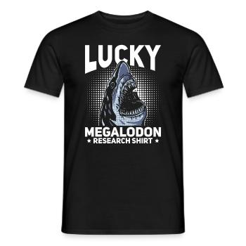 Lucky Megalodon Research Shirt - Megalodon Shark - Men's T-Shirt - black - Front - AI Model Male 178 light (178cm)