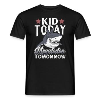 Aujourd’hui enfant, demain mégalodon - requin - T-shirt homme - noir - Devant - AI Model Male 178 light (178cm)