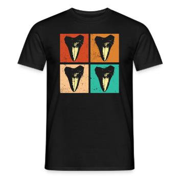 Megalodon-Zähne in Retro-Farben - Megalodon-Hai - Männer T-Shirt - Schwarz - Vorne - AI Model Male 178 light (178cm)