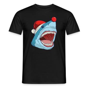 Requin mégalodon chapeau de Noël nez rouge - T-shirt homme - noir - Devant - AI Model Male 178 light (178cm)