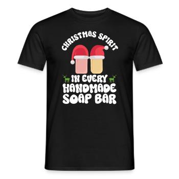 Soap making Christmas soap boiler saying - Men's T-Shirt - black - Front - AI Model Male 178 light (178cm)
