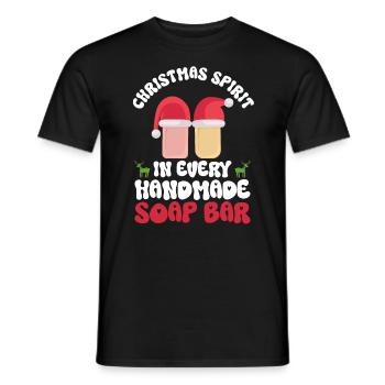 Soap making Christmas soap boiler saying - Men's T-Shirt - black - Front - AI Model Male 178 light (178cm)