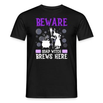 Soap making Halloween soap boiler saying - Men's T-Shirt - black - Front - AI Model Male 178 light (178cm)