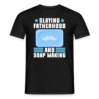 Soap making father soap boiler saying dad - Men's T-Shirt - black - Front - AI Model Male 178 light (178cm)