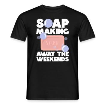 Fabrication de savon bouilloire à savon dicton - T-shirt homme - noir - Devant - AI Model Male 178 light (178cm)