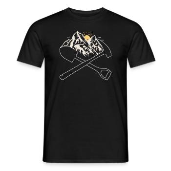 Fond de montagnes avec marteau à jupe croisée et - T-shirt homme - noir - Devant - AI Model Male 178 light (178cm)