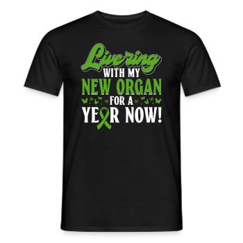 Transplantation hépatique de 1 an de don d’organes - T-shirt homme - noir - Devant - AI Model Male 178 light (178cm)
