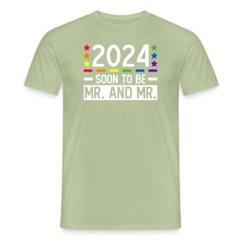 Mariage Gay Pride Mariage Gay - T-shirt homme - vert sauge - Devant - AI Model Male 178 light (178cm)