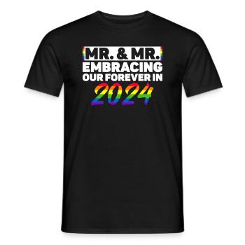 Mr. & Mr. 2024 Gay Pride Wedding Gay Marriage - Men's T-Shirt - black - Front - AI Model Male 178 light (178cm)