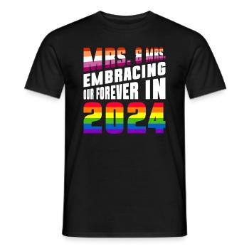 Mrs. & Mrs. 2024 Gay Pride Wedding Gay Marriage - Men's T-Shirt - black - Front - AI Model Male 178 light (178cm)