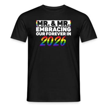 Mr. & Mr. 2026 Gay Pride Hochzeit Homo-Ehe - Männer T-Shirt - Schwarz - Vorne - AI Model Male 178 light (178cm)