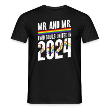 M. et M. 2024 Mariage de la Gay Pride Mariage gay - T-shirt homme - noir - Devant - AI Model Male 178 light (178cm)