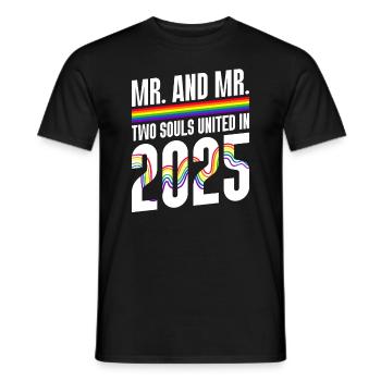 M. et M. 2025 Gay Pride Mariage Mariage Gay - T-shirt homme - noir - Devant - AI Model Male 178 light (178cm)