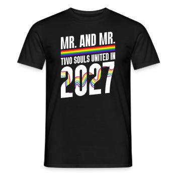 Mr. und Mr. 2027 Gay Pride Hochzeit Homo-Ehe - Männer T-Shirt - Schwarz - Vorne - AI Model Male 178 light (178cm)