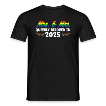 Mrs. & Mrs. 2025 Gay Pride Hochzeit Homo-Ehe - Männer T-Shirt - Schwarz - Vorne - AI Model Male 178 light (178cm)