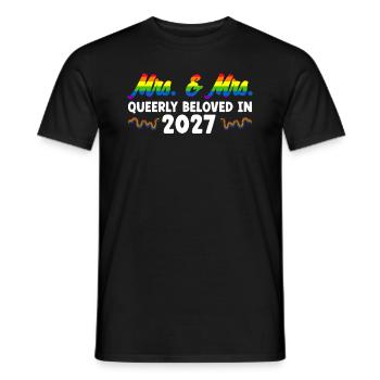 Mme et Mme 2027 Mariage de la Gay Pride Mariage gay - T-shirt homme - noir - Devant - AI Model Male 178 light (178cm)